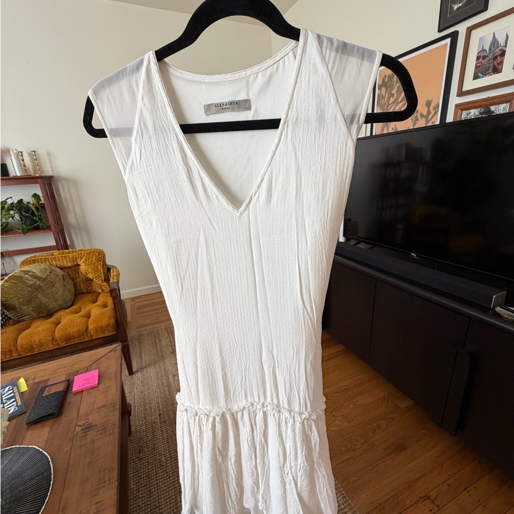 All Saints Cream V-Neck Dress